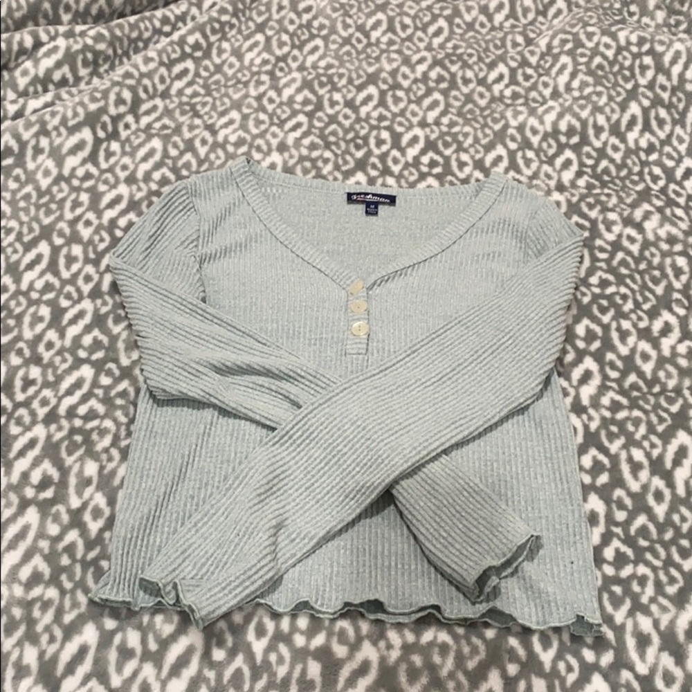 Long sleeve low v cut shirt